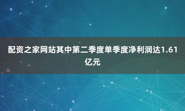 配资之家网站其中第二季度单季度净利润达1.61亿元